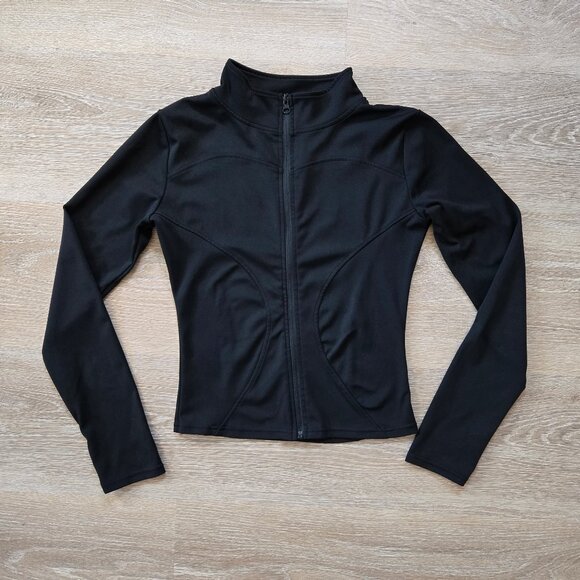 High-Stretch Zip-Up Workout Jacket with Thumb Holes - Size S - Black - Athletic - Picture 3 of 12